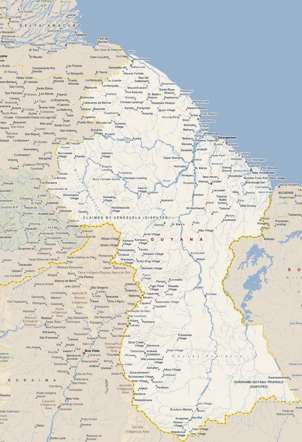 քարտեզ Գայանա ճանապարհին