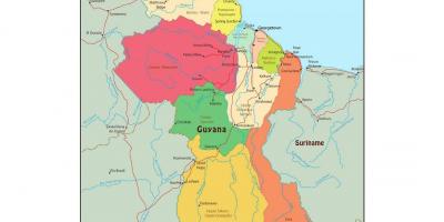 Քարտեզ Գայանա ցույց տալ 10 վարչական շրջանների